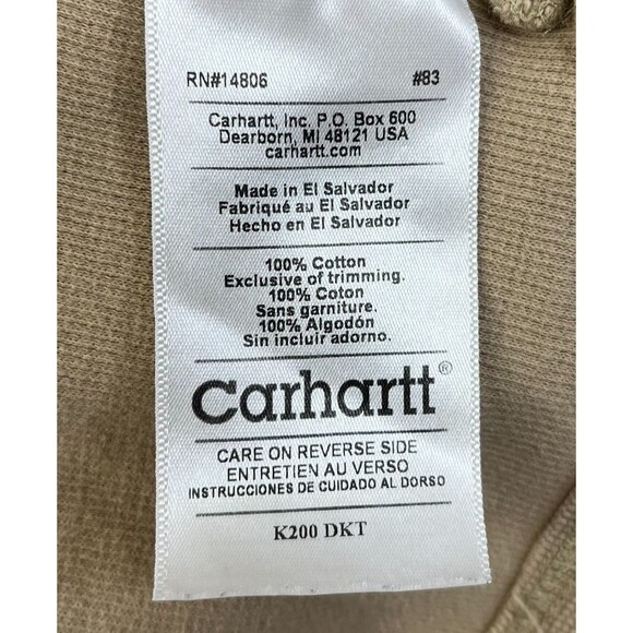 Carhartt Henley Shirt Men's Large Tall Beige Tan Waffle Knit Thermal Heavyweight - Picture 5 of 7